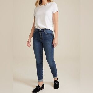 Maurice’s™ Everflex™ High Rise Button Fly Super Skinny Ankle Jeans.